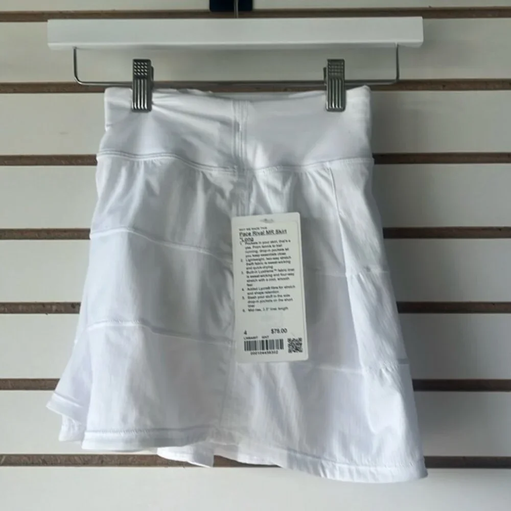 Pace Rival Mid Rise Skirt Long 15" - White - Picture 4 of 5